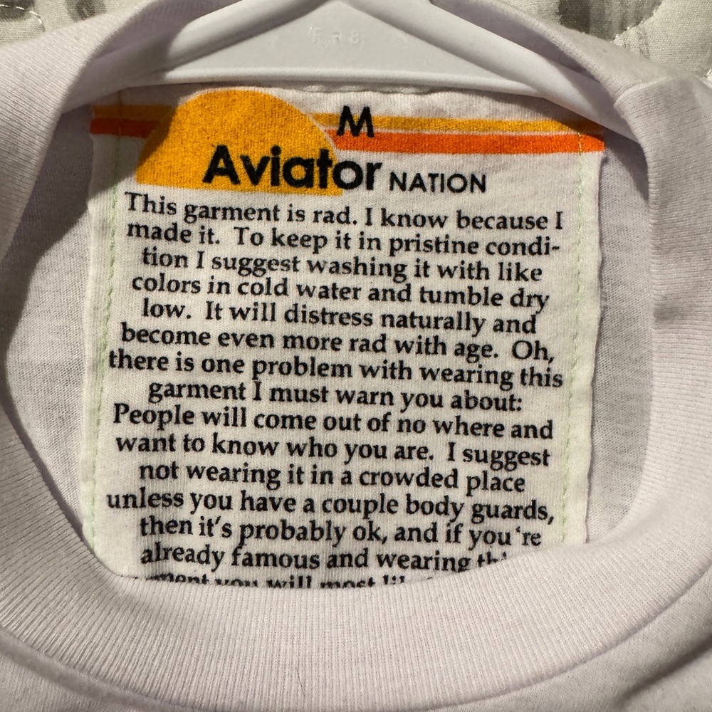Aviator Nation White Tee with Colorful Stripe - Picture 2 of 5